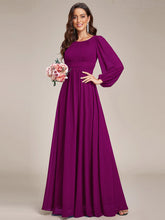 Load image into Gallery viewer, Round Neck Wholesale Bridesmaid Dresses with Long Lantern Sleeves ES0106b