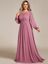 Load image into Gallery viewer, Color=Orchid | Round Neck Wholesale Bridesmaid Dresses with Long Lantern Sleeves-Orchid 1