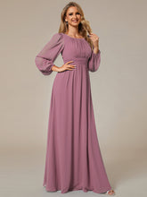 Load image into Gallery viewer, Round Neck Wholesale Bridesmaid Dresses with Long Lantern Sleeves ES0106b