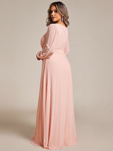 Load image into Gallery viewer, Color=Pink | Round Neck Wholesale Bridesmaid Dresses with Long Lantern Sleeves-Pink 2