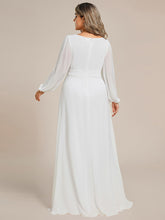 Load image into Gallery viewer, Color=White | Round Neck Wholesale Bridesmaid Dresses with Long Lantern Sleeves-White 4