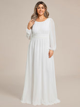 Load image into Gallery viewer, Color=White | Round Neck Wholesale Bridesmaid Dresses with Long Lantern Sleeves-White 1