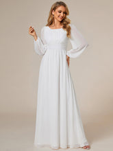 Load image into Gallery viewer, Color=White | Round Neck Wholesale Bridesmaid Dresses with Long Lantern Sleeves-White 1
