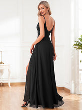 Load image into Gallery viewer, Color=Black | Elegant Spaghetti Straps Wholesale Chiffon Bridesmaid Dresses-Black 28