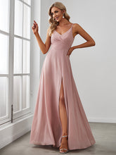 Load image into Gallery viewer, Color=Dusty Rose | Elegant Spaghetti Straps Wholesale Chiffon Bridesmaid Dresses-Dusty Rose 3