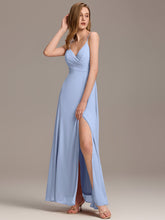 Load image into Gallery viewer, Color=Ice Blue | Elegant Spaghetti Straps Wholesale Chiffon Bridesmaid Dresses-Ice Blue 35