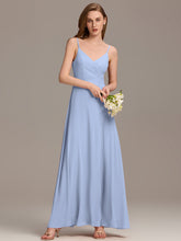 Load image into Gallery viewer, Color=Ice Blue | Elegant Spaghetti Straps Wholesale Chiffon Bridesmaid Dresses-Ice Blue 36