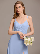 Load image into Gallery viewer, Color=Ice Blue | Elegant Spaghetti Straps Wholesale Chiffon Bridesmaid Dresses-Ice Blue 34