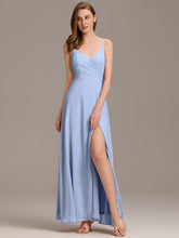 Load image into Gallery viewer, Color=Ice Blue | Elegant Spaghetti Straps Wholesale Chiffon Bridesmaid Dresses-Ice Blue 32