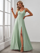 Load image into Gallery viewer, Color=Mint Green | Elegant Spaghetti Straps Wholesale Chiffon Bridesmaid Dresses-Mint Green 24