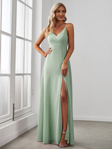 Color=Mint Green | Elegant Spaghetti Straps Wholesale Chiffon Bridesmaid Dresses-Mint Green 22