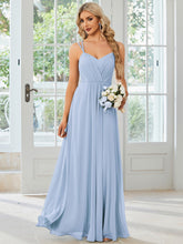 Load image into Gallery viewer, Color=Ice Blue | Volume Discounts Sleeveless V-Neck Appliques A-Line Floor Length Bridesmaid Dresses-Ice Blue 5