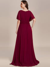 Load image into Gallery viewer, Color=Burgundy | Round Neck Pleated Wholesale Bridesmaid Dresses-Burgundy 3