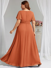 Load image into Gallery viewer, Color=Brandied Melon | Fast Delivery Short Sleeve Ruffle Pleated A-Line Floor Length Bridesmaid Dresses-Brandied Melon 7