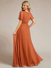 Load image into Gallery viewer, Color=Brandied Melon | Fast Delivery Short Sleeve Ruffle Pleated A-Line Floor Length Bridesmaid Dresses-Brandied Melon 2