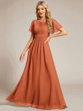 Load image into Gallery viewer, Color=Brandied Melon | Fast Delivery Short Sleeve Ruffle Pleated A-Line Floor Length Bridesmaid Dresses-Brandied Melon 4