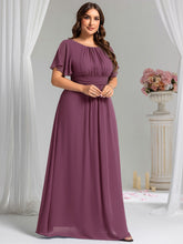 Load image into Gallery viewer, Color=Damson | Fast Delivery Short Sleeve Ruffle Pleated A-Line Floor Length Bridesmaid Dresses-Damson 30