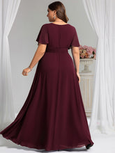 Load image into Gallery viewer, Color=Mulberry | Fast Delivery Short Sleeve Ruffle Pleated A-Line Floor Length Bridesmaid Dresses-Mulberry 47