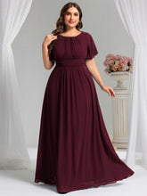 Load image into Gallery viewer, Color=Mulberry | Fast Delivery Short Sleeve Ruffle Pleated A-Line Floor Length Bridesmaid Dresses-Mulberry 46