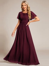 Load image into Gallery viewer, Color=Mulberry | Fast Delivery Short Sleeve Ruffle Pleated A-Line Floor Length Bridesmaid Dresses-Mulberry 44