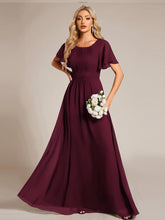 Load image into Gallery viewer, Color=Mulberry | Fast Delivery Short Sleeve Ruffle Pleated A-Line Floor Length Bridesmaid Dresses-Mulberry 45