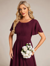 Load image into Gallery viewer, Color=Mulberry | Fast Delivery Short Sleeve Ruffle Pleated A-Line Floor Length Bridesmaid Dresses-Mulberry 43