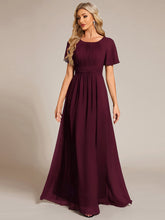 Load image into Gallery viewer, Color=Mulberry | Fast Delivery Short Sleeve Ruffle Pleated A-Line Floor Length Bridesmaid Dresses-Mulberry 41
