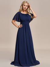 Load image into Gallery viewer, Color=Navy Blue | Round Neck Pleated Wholesale Bridesmaid Dresses-Navy Blue 8