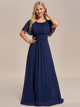 Load image into Gallery viewer, Color=Navy Blue | Round Neck Pleated Wholesale Bridesmaid Dresses-Navy Blue 8