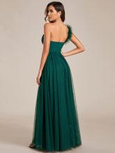 Load image into Gallery viewer, Backless One Shoulder Pleated Split Tulle Wholesale Bridesmaid Dresses#Color_Dark Green
