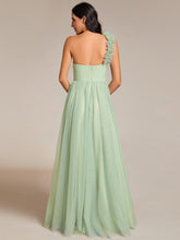 Load image into Gallery viewer, Backless One Shoulder Pleated Split Tulle Wholesale Bridesmaid Dresses#Color_Mint Green