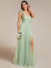 Load image into Gallery viewer, Backless One Shoulder Pleated Split Tulle Wholesale Bridesmaid Dresses#Color_Mint Green