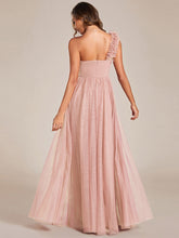 Load image into Gallery viewer, Backless One Shoulder Pleated Split Tulle Wholesale Bridesmaid Dresses#Color_Pink
