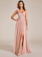 Load image into Gallery viewer, Backless One Shoulder Pleated Split Tulle Wholesale Bridesmaid Dresses#Color_Pink