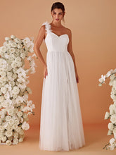 Load image into Gallery viewer, Pleated Backless One Shoulder Split Tulle Wholesale Bridesmaid Dresses