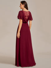 Load image into Gallery viewer, Hollow Embroidery Back Side Split Maxi Wholesale Bridesmaid Dresses#Color_Burgundy