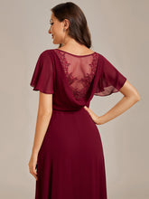 Load image into Gallery viewer, Hollow Embroidery Back Side Split Maxi Wholesale Bridesmaid Dresses#Color_Burgundy