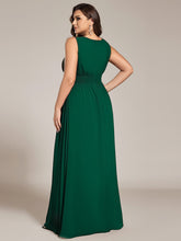 Load image into Gallery viewer, Color=Dark Green | Wholesale Sleeveless Embroidered Round Neck A-Line Floor Length Bridesmaid Dresses-Dark Green 7