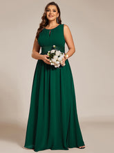 Load image into Gallery viewer, Color=Dark Green | Wholesale Sleeveless Embroidered Round Neck A-Line Floor Length Bridesmaid Dresses-Dark Green 10