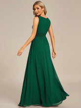 Load image into Gallery viewer, Color=Dark Green | Wholesale Sleeveless Embroidered Round Neck A-Line Floor Length Bridesmaid Dresses-Dark Green 2