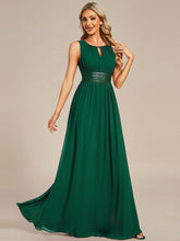 Load image into Gallery viewer, Color=Dark Green | Wholesale Sleeveless Embroidered Round Neck A-Line Floor Length Bridesmaid Dresses-Dark Green 5