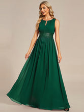 Load image into Gallery viewer, Color=Dark Green | Wholesale Sleeveless Embroidered Round Neck A-Line Floor Length Bridesmaid Dresses-Dark Green 1