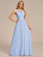 Load image into Gallery viewer, Color=Ice Blue | Maxi Long Chiffon Hollow Round Neck Decor Bridesmaids Dress-Ice Blue 19