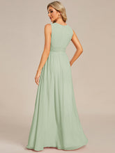 Load image into Gallery viewer, Color=Mint Green | Maxi Long Chiffon Hollow Round Neck Decor Bridesmaids Dress-Mint Green 22