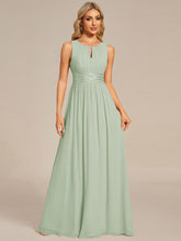 Load image into Gallery viewer, Color=Mint Green | Maxi Long Chiffon Hollow Round Neck Decor Bridesmaids Dress-Mint Green 21