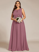 Load image into Gallery viewer, Color=Purple Orchid | Wholesale Sleeveless Embroidered Round Neck A-Line Floor Length Bridesmaid Dresses-Purple Orchid 20