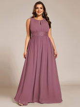 Load image into Gallery viewer, Color=Purple Orchid | Wholesale Sleeveless Embroidered Round Neck A-Line Floor Length Bridesmaid Dresses-Purple Orchid 16