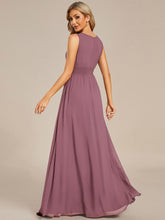 Load image into Gallery viewer, Color=Purple Orchid | Wholesale Sleeveless Embroidered Round Neck A-Line Floor Length Bridesmaid Dresses-Purple Orchid 12