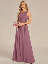 Load image into Gallery viewer, Color=Purple Orchid | Wholesale Sleeveless Embroidered Round Neck A-Line Floor Length Bridesmaid Dresses-Purple Orchid 14