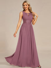 Load image into Gallery viewer, Color=Purple Orchid | Wholesale Sleeveless Embroidered Round Neck A-Line Floor Length Bridesmaid Dresses-Purple Orchid 15